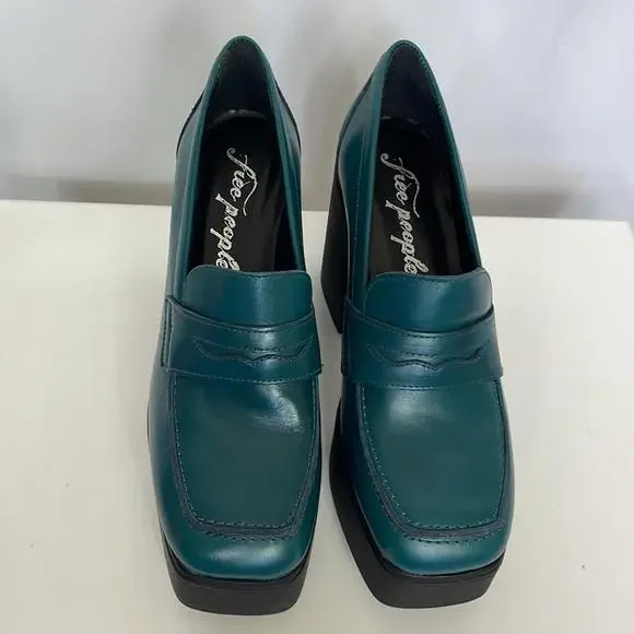 Free People Zoe Platform Loafer Deep Jade Size 8.5 - Picture 4 of 11